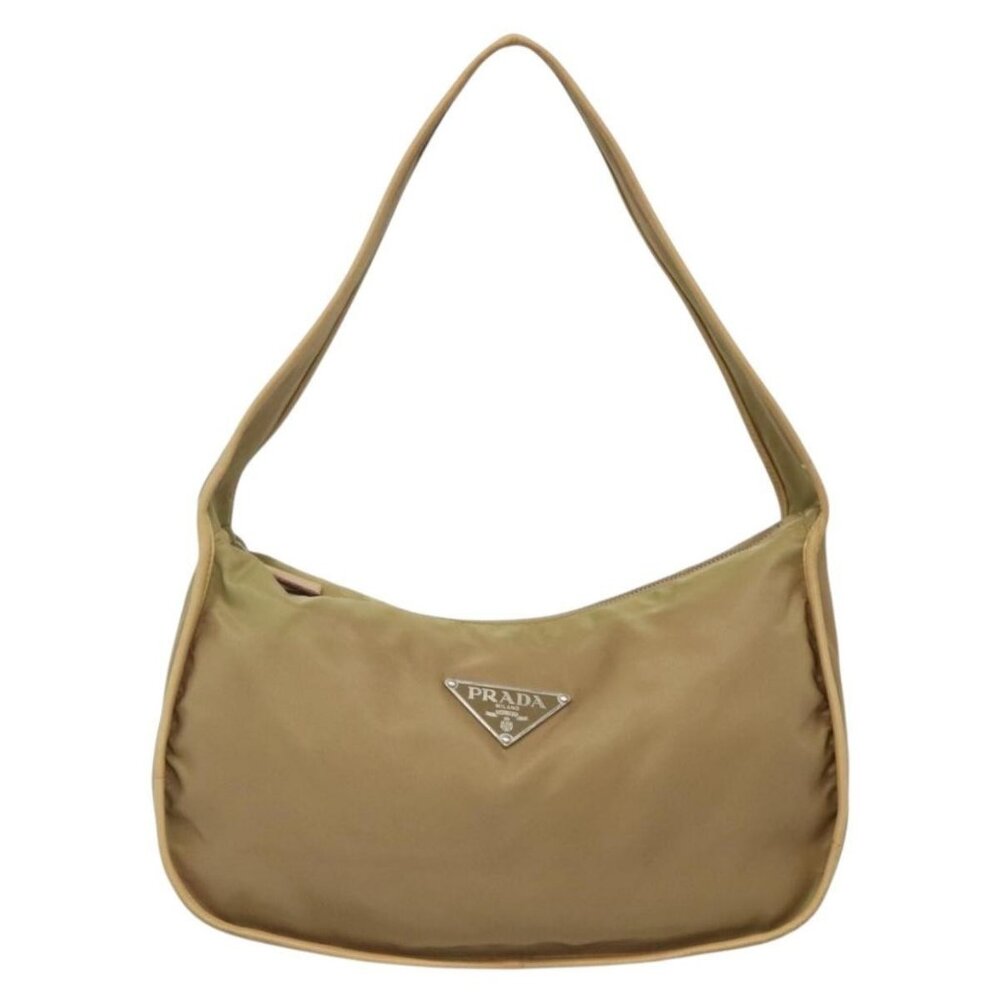 Authentic PRADA Shoulder Bag Nylon Leather Brown Silver - Picture 5 of 16